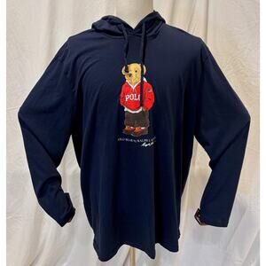 Polo Ralph Lauren Polo Bear Hooded Long Sleeve T-Shirt Navy Blue Men’s XXL
